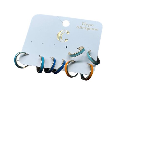 Charming Charlie Set Of 6 Hypoallergenic Colorful Enamel Hoop Earrings For Women - Picture 2 of 5